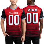 Custom Red White Black-Gray Authentic Fluid Scratch Waves Football Jersey worn front and back