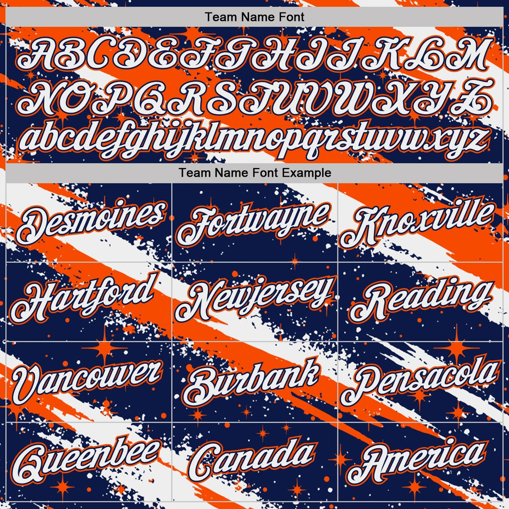 Custom Navy White-Orange Brush Stroke Splatter Starburst Performance T-Shirt photo 2