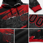 Custom Stitched Black Red 3D Pattern Design Torn Paper Style Sports Pullover Sweatshirt Hoodie detail