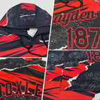 Custom Stitched Black Red 3D Pattern Design Torn Paper Style Sports Pullover Sweatshirt Hoodie photo 2