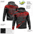 Custom Stitched Black Red 3D Pattern Design Torn Paper Style Sports Pullover Sweatshirt Hoodie photo 3