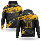 Custom Stitched Black Gold 3D Pattern Design Torn Paper Style Sports Pullover Sweatshirt Hoodie