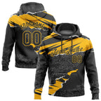 Custom Stitched Black Gold 3D Pattern Design Torn Paper Style Sports Pullover Sweatshirt Hoodie photo 1