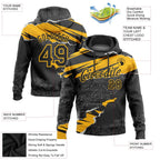 Custom Stitched Black Gold 3D Pattern Design Torn Paper Style Sports Pullover Sweatshirt Hoodie photo 2
