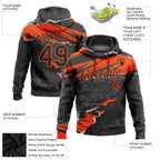 Custom Stitched Black Orange 3D Pattern Design Torn Paper Style Sports Pullover Sweatshirt Hoodie photo 2