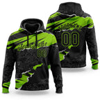 Custom Stitched Black Neon Green 3D Pattern Design Torn Paper Style Sports Pullover Sweatshirt Hoodie