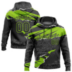 Custom Stitched Black Neon Green 3D Pattern Design Torn Paper Style Sports Pullover Sweatshirt Hoodie photo 1