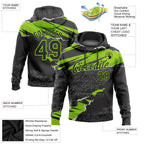 Custom Stitched Black Neon Green 3D Pattern Design Torn Paper Style Sports Pullover Sweatshirt Hoodie photo 2
