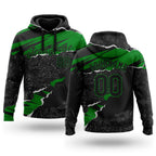 Custom Stitched Black Grass Green 3D Pattern Design Torn Paper Style Sports Pullover Sweatshirt Hoodie