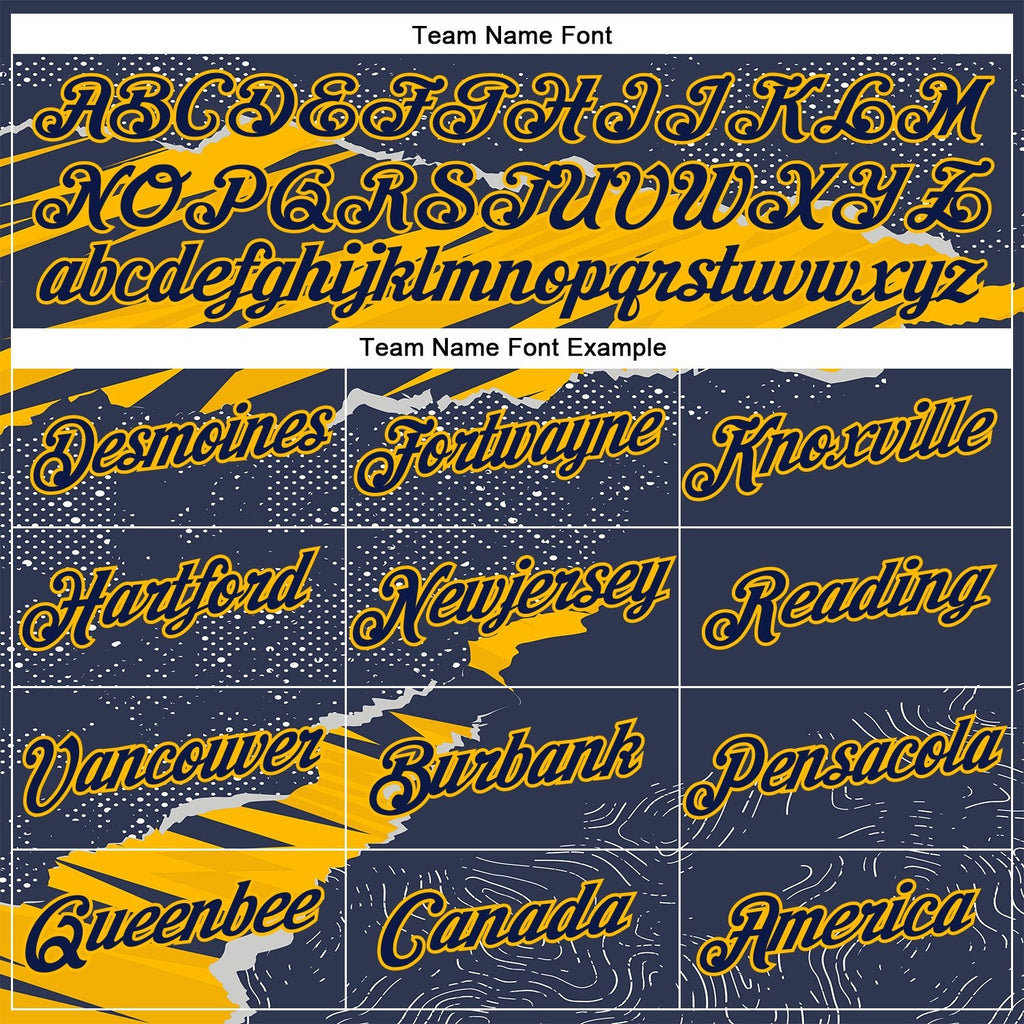 Custom Stitched Navy Gold 3D Pattern Design Torn Paper Style Sports Pullover Sweatshirt Hoodie photo 3