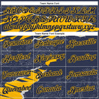 Custom Stitched Navy Gold 3D Pattern Design Torn Paper Style Sports Pullover Sweatshirt Hoodie photo 3