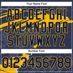 Custom Stitched Navy Gold 3D Pattern Design Torn Paper Style Sports Pullover Sweatshirt Hoodie photo 4