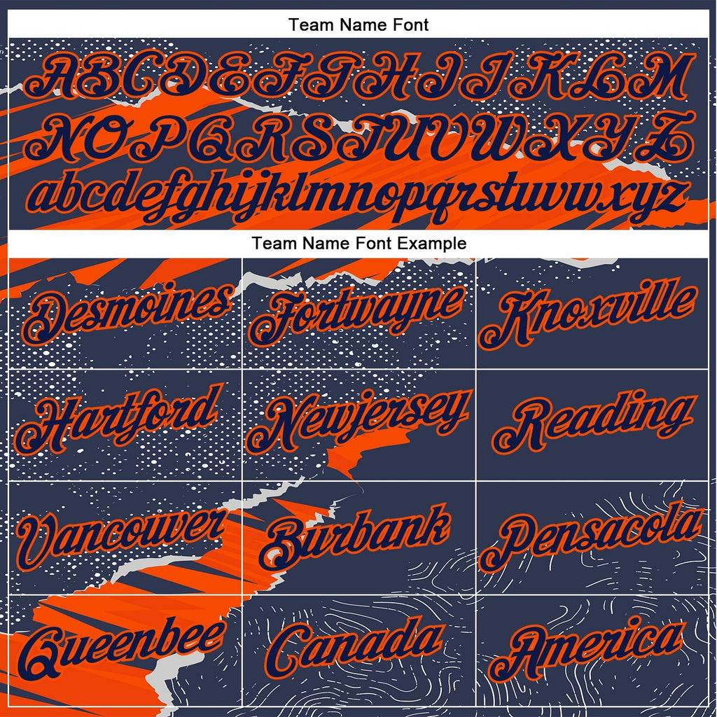 Custom Stitched Navy Orange 3D Pattern Design Torn Paper Style Sports Pullover Sweatshirt Hoodie photo 3