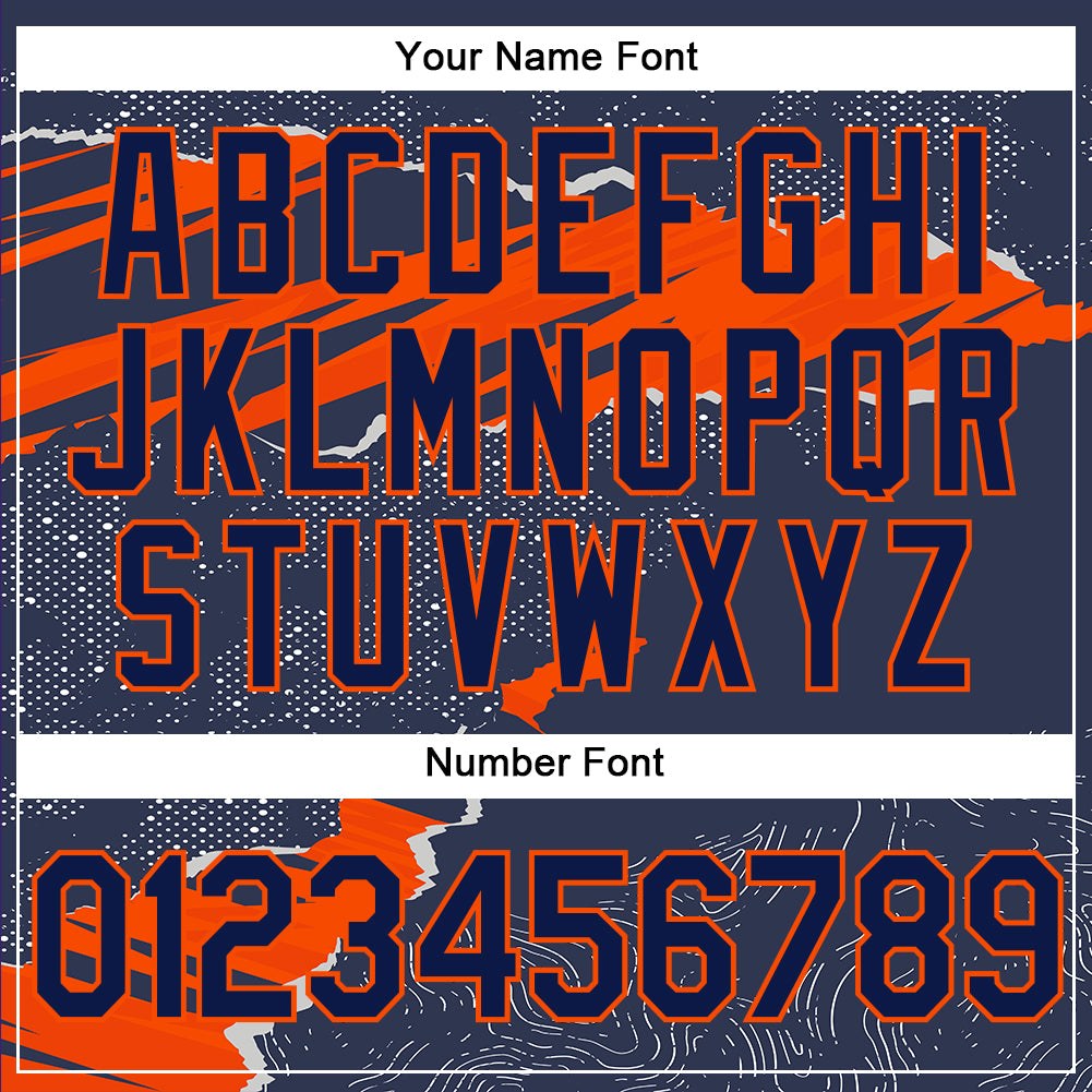Custom Stitched Navy Orange 3D Pattern Design Torn Paper Style Sports Pullover Sweatshirt Hoodie photo 4
