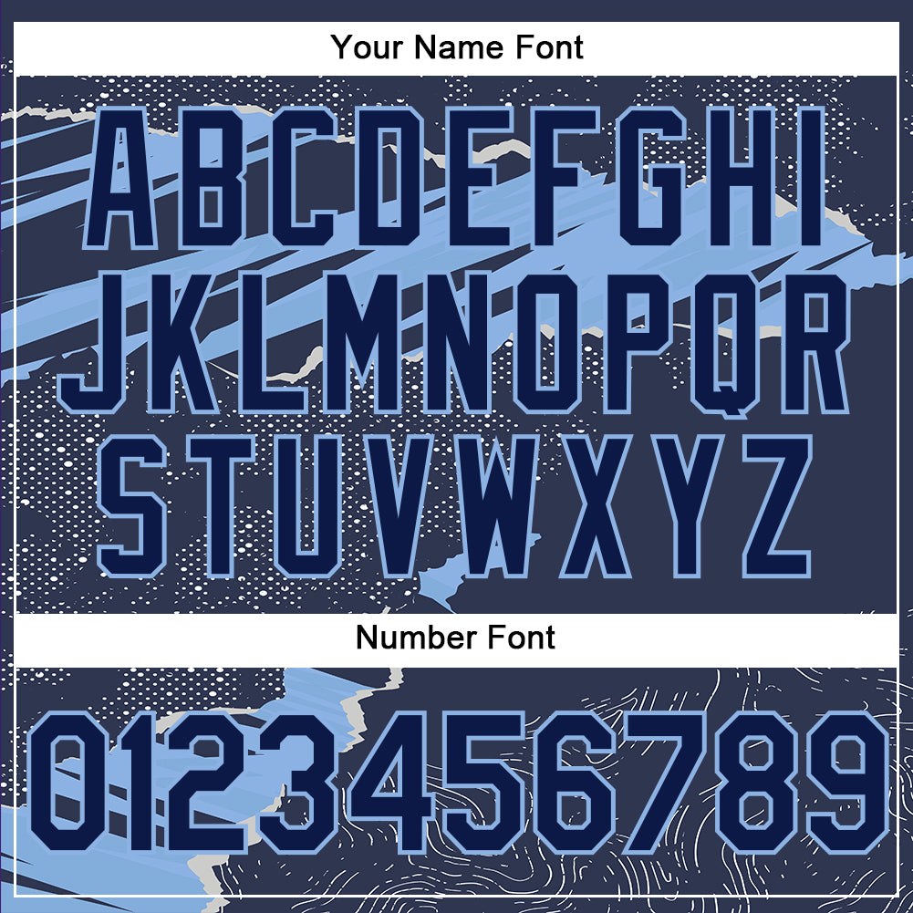 Custom Stitched Navy Light Blue 3D Pattern Design Torn Paper Style Sports Pullover Sweatshirt Hoodie photo 4