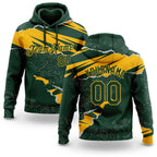 Custom Stitched Green Gold 3D Pattern Design Torn Paper Style Sports Pullover Sweatshirt Hoodie