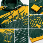 Custom Stitched Green Gold 3D Pattern Design Torn Paper Style Sports Pullover Sweatshirt Hoodie detail