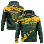 Custom Stitched Green Gold 3D Pattern Design Torn Paper Style Sports Pullover Sweatshirt Hoodie photo 1