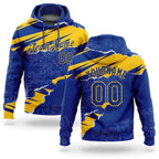 Custom Stitched Royal Yellow 3D Pattern Design Torn Paper Style Sports Pullover Sweatshirt Hoodie