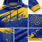 Custom Stitched Royal Yellow 3D Pattern Design Torn Paper Style Sports Pullover Sweatshirt Hoodie detail