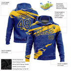 Custom Stitched Royal Yellow 3D Pattern Design Torn Paper Style Sports Pullover Sweatshirt Hoodie photo 2