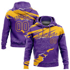 Custom Stitched Purple Gold 3D Pattern Design Torn Paper Style Sports Pullover Sweatshirt Hoodie photo 1