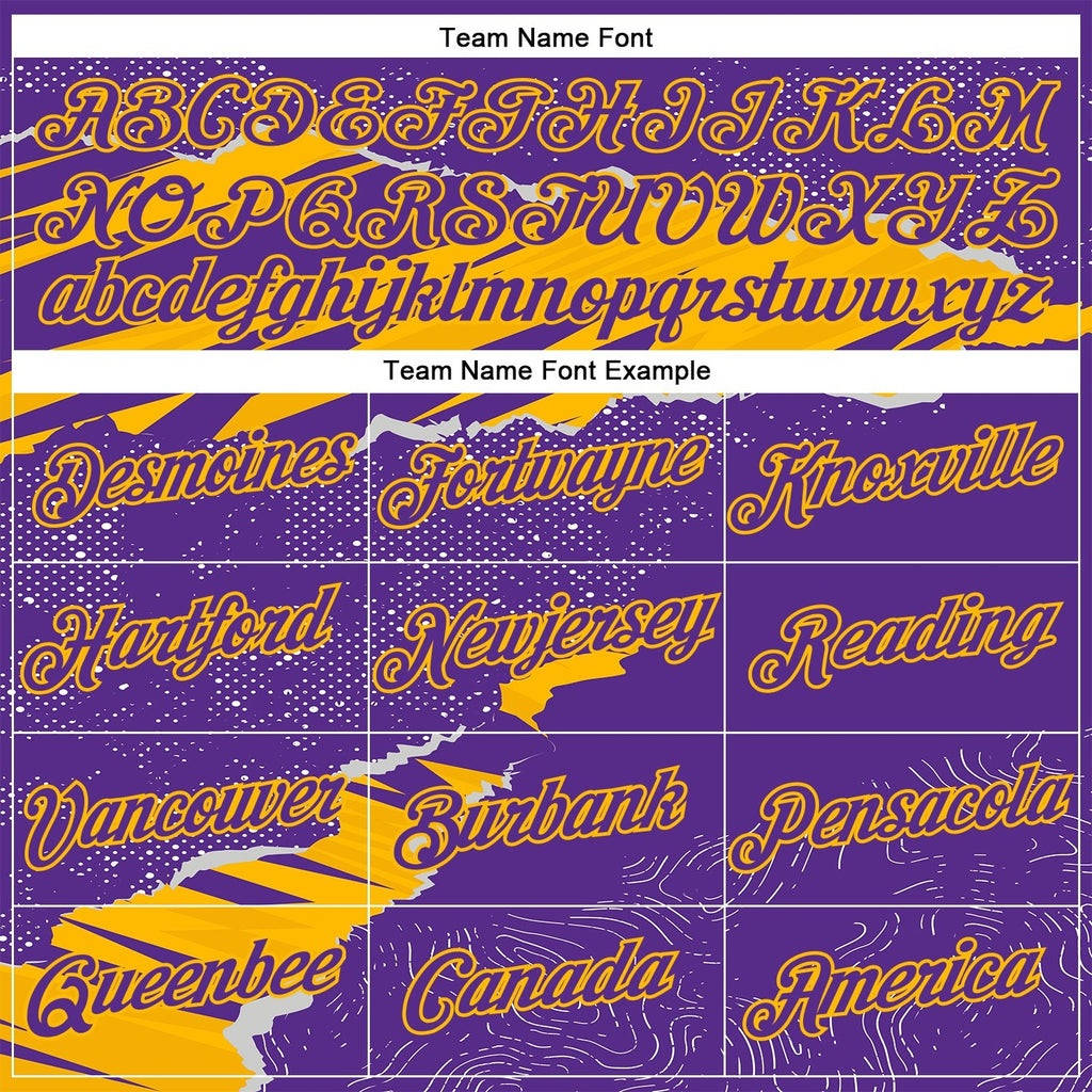Custom Stitched Purple Gold 3D Pattern Design Torn Paper Style Sports Pullover Sweatshirt Hoodie photo 3
