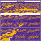 Custom Stitched Purple Gold 3D Pattern Design Torn Paper Style Sports Pullover Sweatshirt Hoodie photo 3