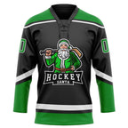 Custom Black Grass Green-White Christmas Santa Claus 3D Hockey Lace Neck Jersey photo 2