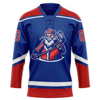 Custom Royal Red-White Christmas Santa Claus 3D Hockey Lace Neck Jersey photo 2