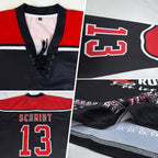 Custom Black Red-White Christmas Santa Claus 3D Hockey Lace Neck Jersey photo 2