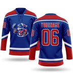 Custom Royal Red-White Christmas Santa Claus 3D Hockey Lace Neck Jersey