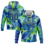 Custom Stitched Tie Dye Royal-Neon Green 3D Abstract Style Sports Pullover Sweatshirt Hoodie photo 1