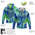 Custom Stitched Tie Dye Royal-Neon Green 3D Abstract Style Sports Pullover Sweatshirt Hoodie photo 2