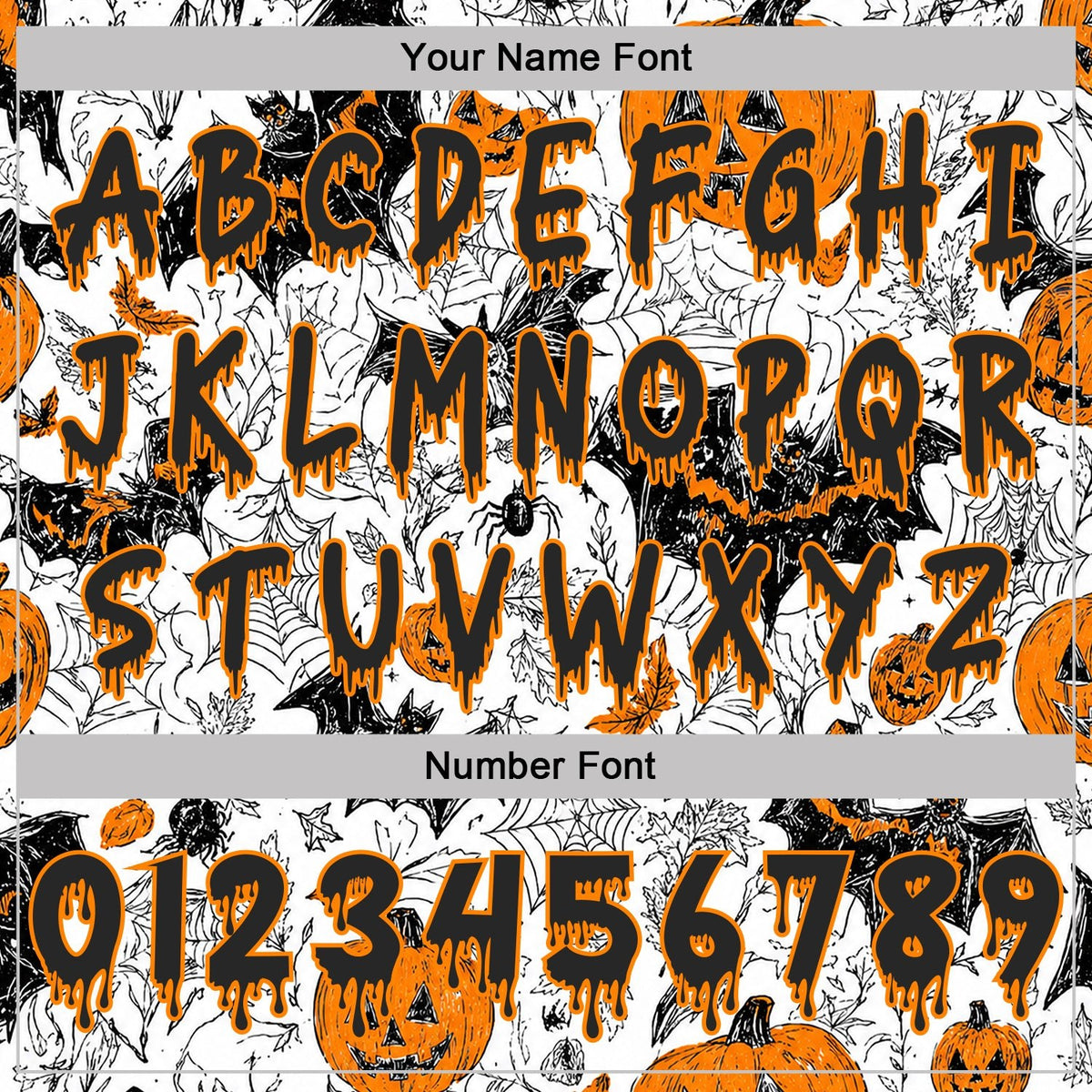 Custom  White Black-Bay Orange Halloween Pumpkin Head & Bat Pullover Sweatshirt Hoodie photo 4