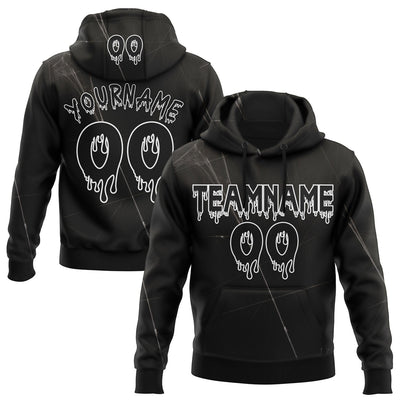 Custom Black and White Halloween Spider Web Pullover Hoodie