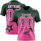 Custom Green Pink-White Authentic Gradient Style Twinkle Star Football Jersey