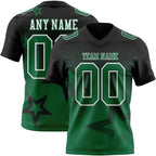 Custom Black Kelly Green-White Authentic Gradient Style Twinkle Star Football Jersey