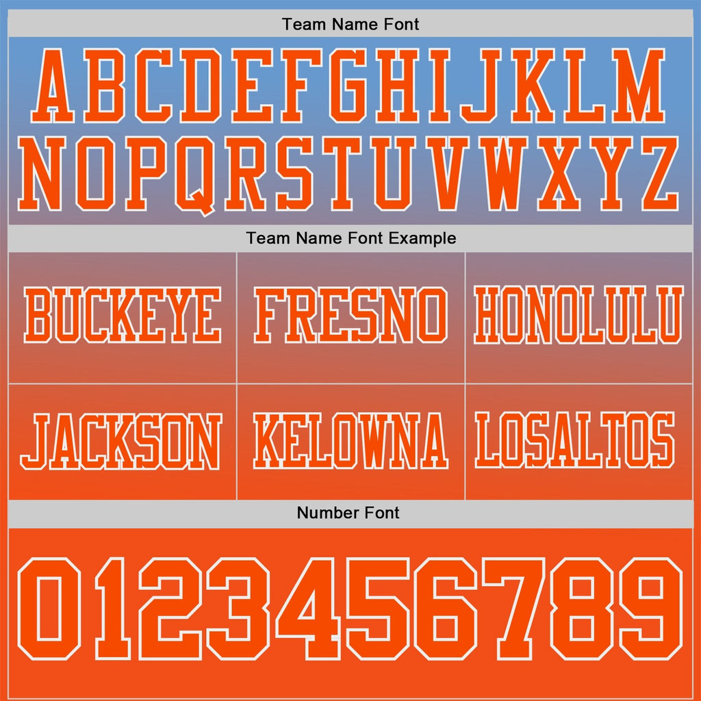 Custom Light Blue Orange-White Authentic Gradient Style Twinkle Star Football Jersey photo 2