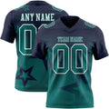 Custom Navy Teal-White Authentic Gradient Style Twinkle Star Football Jersey
