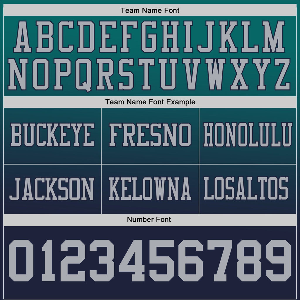 Custom Teal Gray-Navy Authentic Gradient Style Twinkle Star Football Jersey photo 2