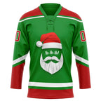 Custom Grass Green Red-White Christmas Santa Claus 3D Hockey Lace Neck Jersey photo 2