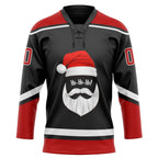 Custom Black Red-White Christmas Santa Claus 3D Hockey Lace Neck Jersey photo 2