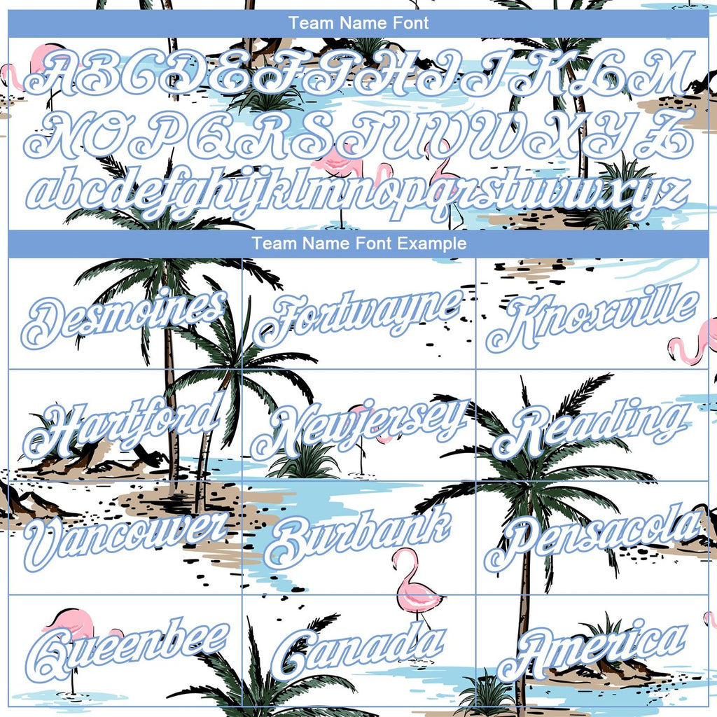Custom White Light Blue 3D Pattern Tropical Hawaii Palm Trees Authentic Basketball Jersey photo 2