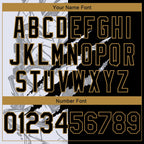 Custom Graffiti Pattern Black-Old Gold 3D Scratch Authentic Basketball Jersey photo 3