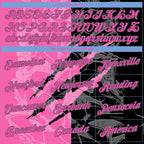 Custom Graffiti Pattern Pink Black-Light Blue 3D Scratch Authentic Basketball Jersey photo 2