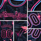 Custom Black Pink-Light Blue 3D Pattern Design Flamingo Authentic Basketball Jersey detail