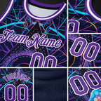 Custom Purple White 3D Pattern Design Magic Mushrooms Over Sacred Geometry Psychedelic Hallucination Authentic Basketball Jersey detail