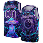 Custom Purple White 3D Pattern Design Magic Mushrooms Over Sacred Geometry Psychedelic Hallucination Authentic Basketball Jersey photo 1