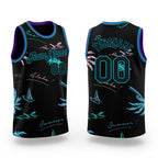 Custom Black Teal 3D Pattern Tropical Hawaii Palm Trees Authentic Basketball Jersey